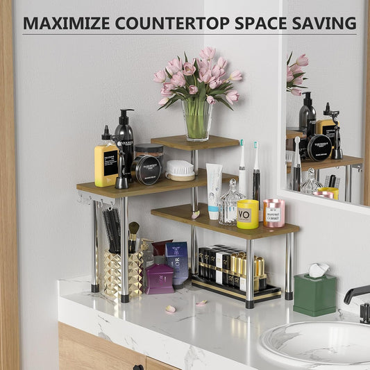 Bamboo 3 Tier Corner Counter Shelf