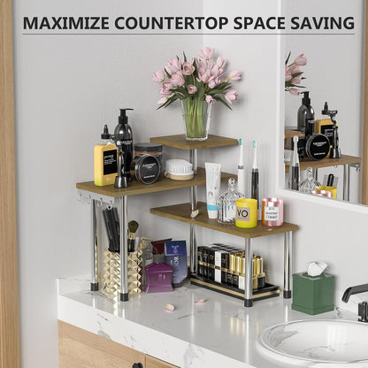 Bamboo 3 Tier Corner Counter Shelf